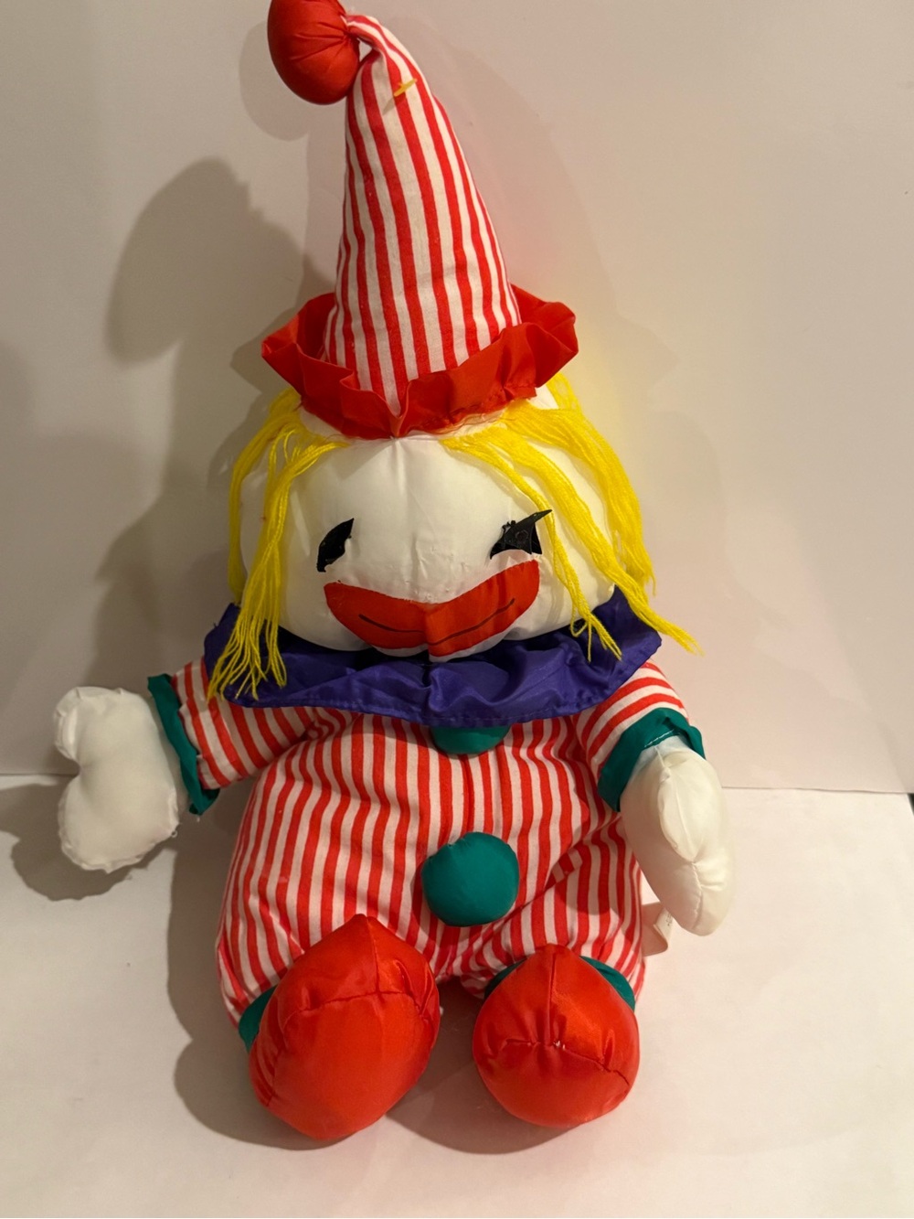 VTG 1994 Creations Inc Sugar Loaf Red White Striped Nylon Parachute Clown Plush